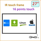 HaiTouchs 27-дюймовые сенсорные панели, 16 точек касания, прямой сенсорный инфракрасный сенсорный экран, комплект верхнего слоя, ИК рамка без стекла