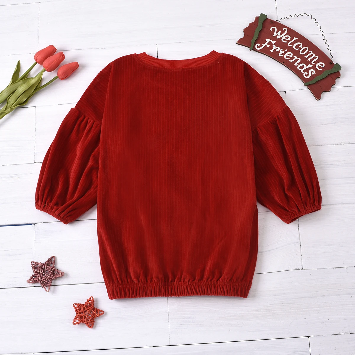 

2021 New Spring 1-6Y Toddler Kid Baby Girl Lantern Long Sleeve Red Mini Dress Solid Color Children Fashion Outfit Clothes