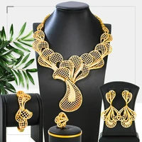 missvikki gorgeous luxury 4pcs hollow necklace bangle earrings ring jewelry set for women romantic bridal wedding jewelry