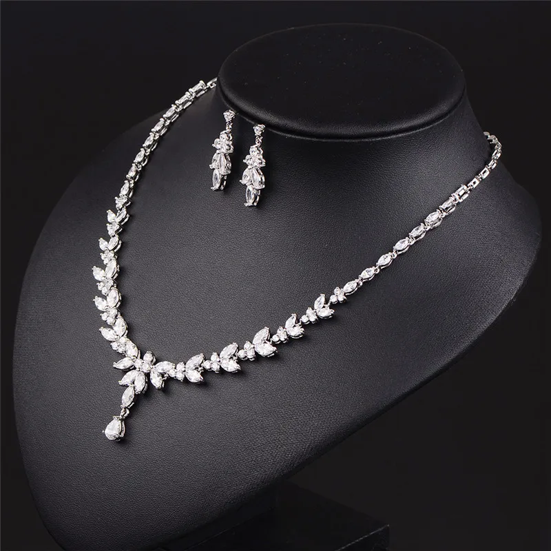 RAKOL роскошный Искрящийся Блестящий кубический циркон ожерелье серьги Ювелирные