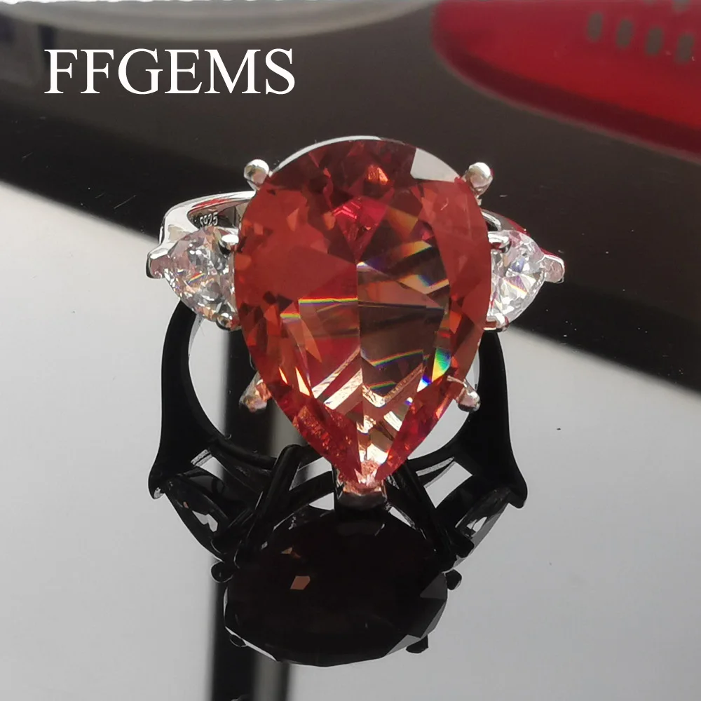 

FFGems Big Stone Zultanite Rings Sterling Silver 925 Drop 13*18 Color Change White Gold Plated Fine Jewelry For Women Party Gift