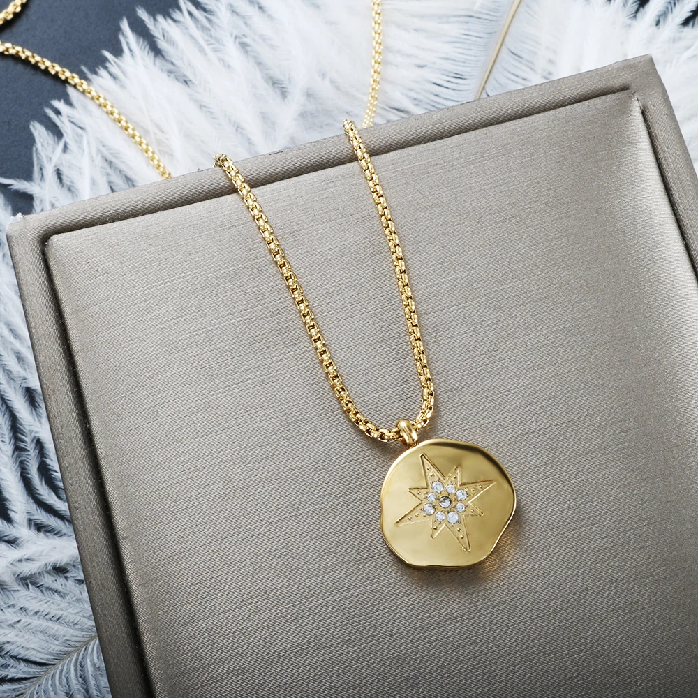 

Женская/Мужская цепочка ZMFashion, асимметричная подвеска в виде шестиконечной звезды, нержавеющая сталь, кристаллы