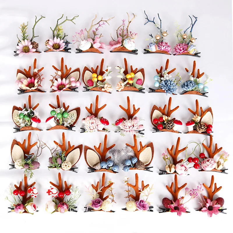 Милые рога оленя для волос заколки детей Рождество Новый год красный повязка на