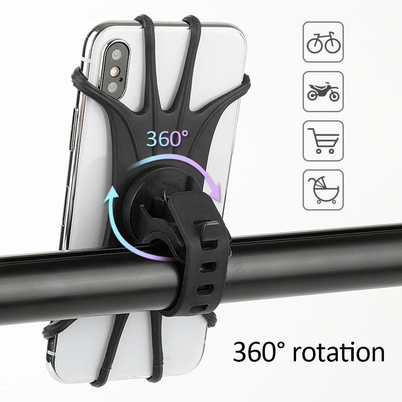 

Bicycle Phone Holder Bracket-Handlebar Silicone Bike Bicycle Holder For 4-6.3 Inch Smartphone Anti Slide Handle Phone GPS Mount