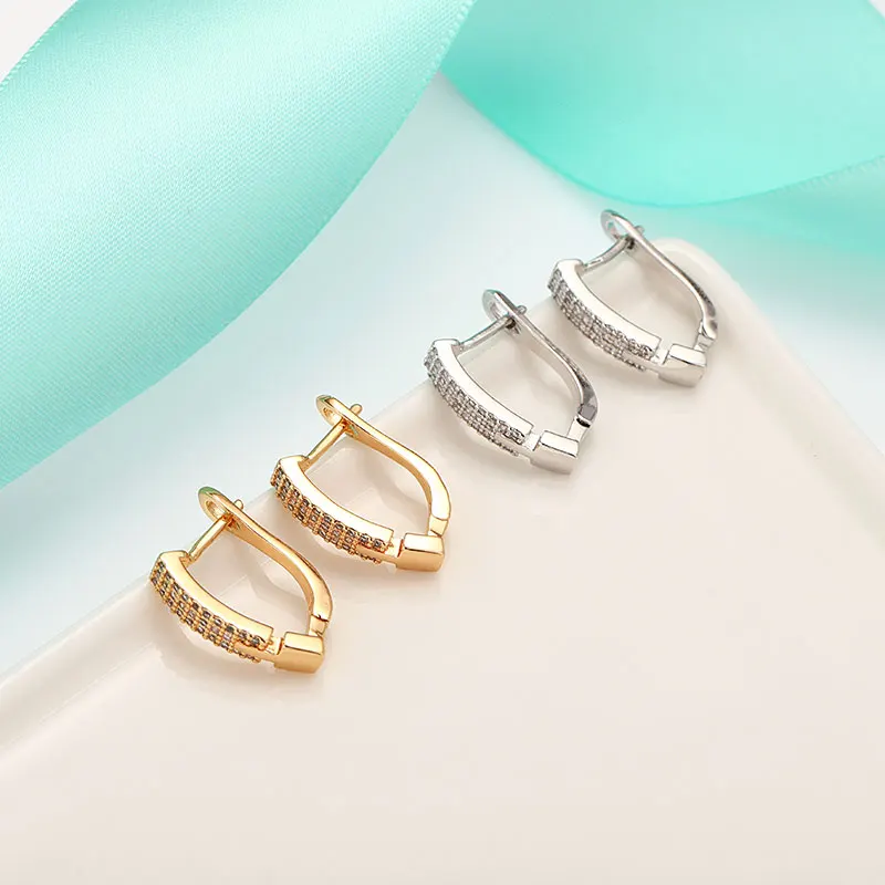 Женские серьги гвоздики MAIKALE длинные из розового золота с кубическим цирконием