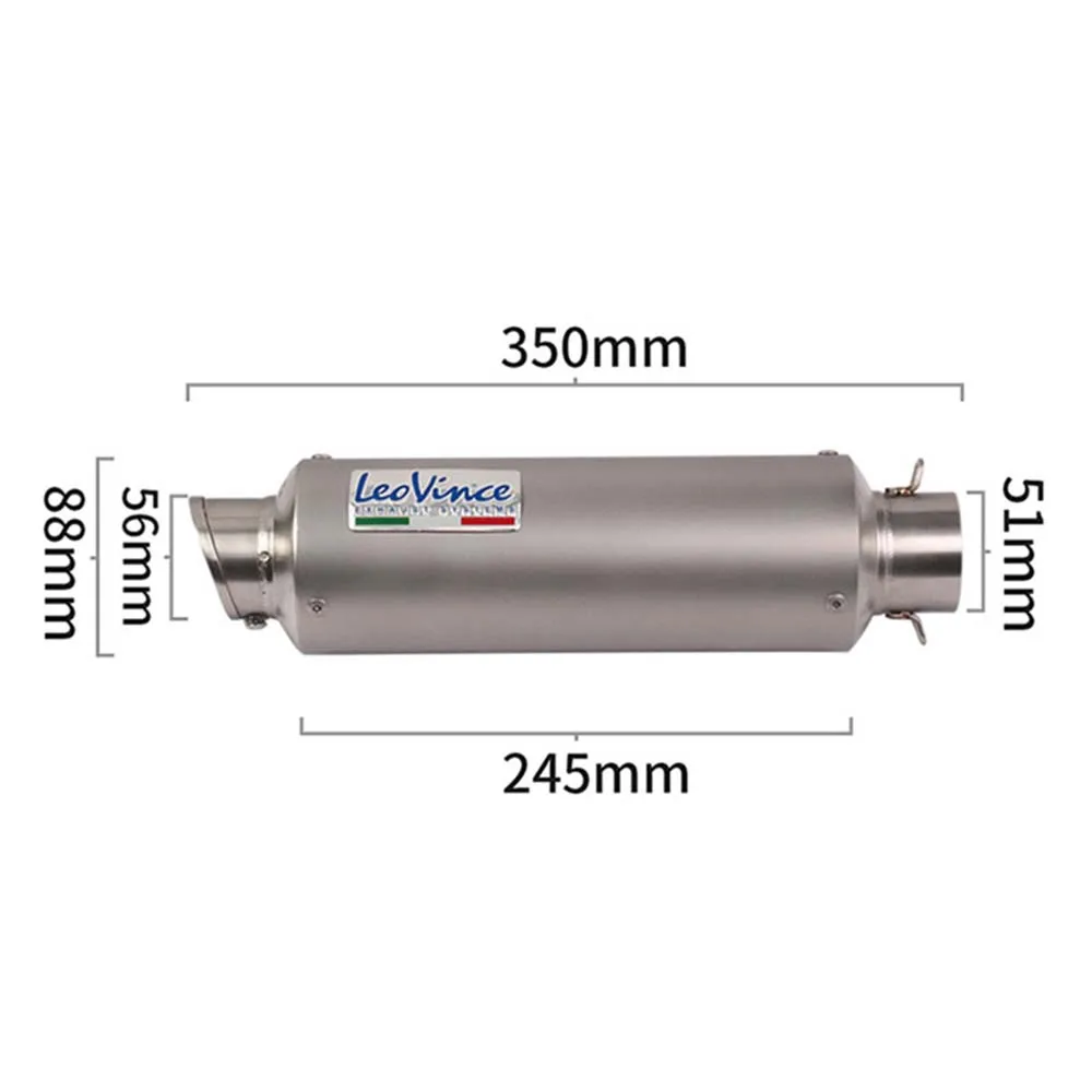 51mm Universal Motorcycle Stainless Steel Exhaust Modified Scooter Leovince Muffle Fit Most ATV With Sticker |