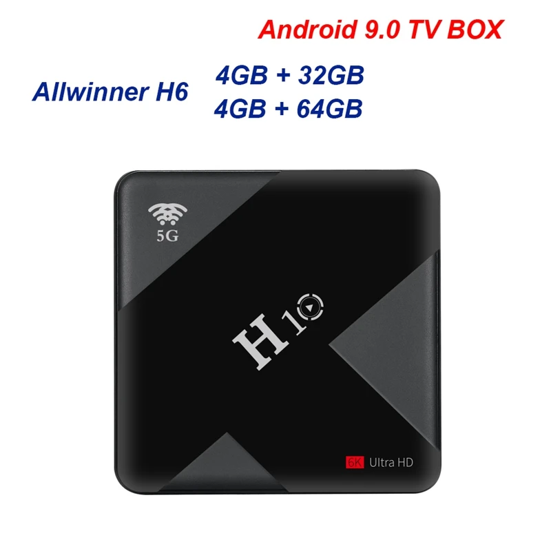 Хит продаж 3c-новый H10 Android 9 0 Смарт ТВ-приставка 4 Гб 32 ГБ Allwinner H6 четырехъядерный 6 K