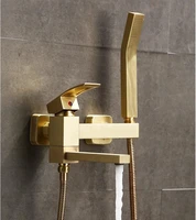 bathroom shower faucet set wall mounted brass bathtub faucet set brush gold gold brass square