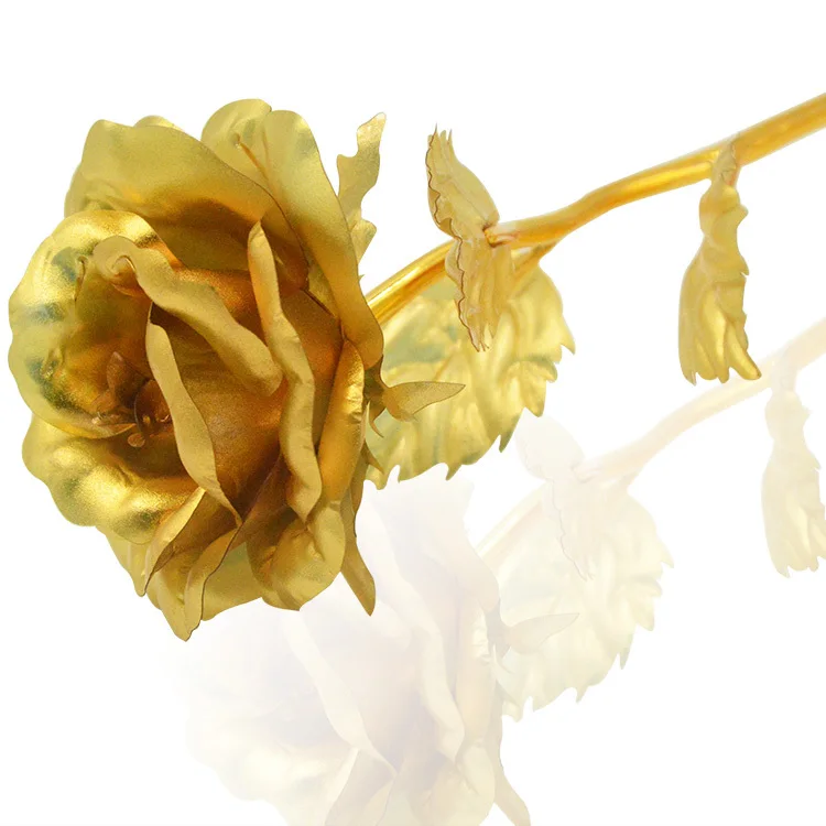 Gold Foil Rose Flower Painting Designs Pure Leaf With Gift Box And Eiffel Tower Stand For Mothers Day | Дом и сад