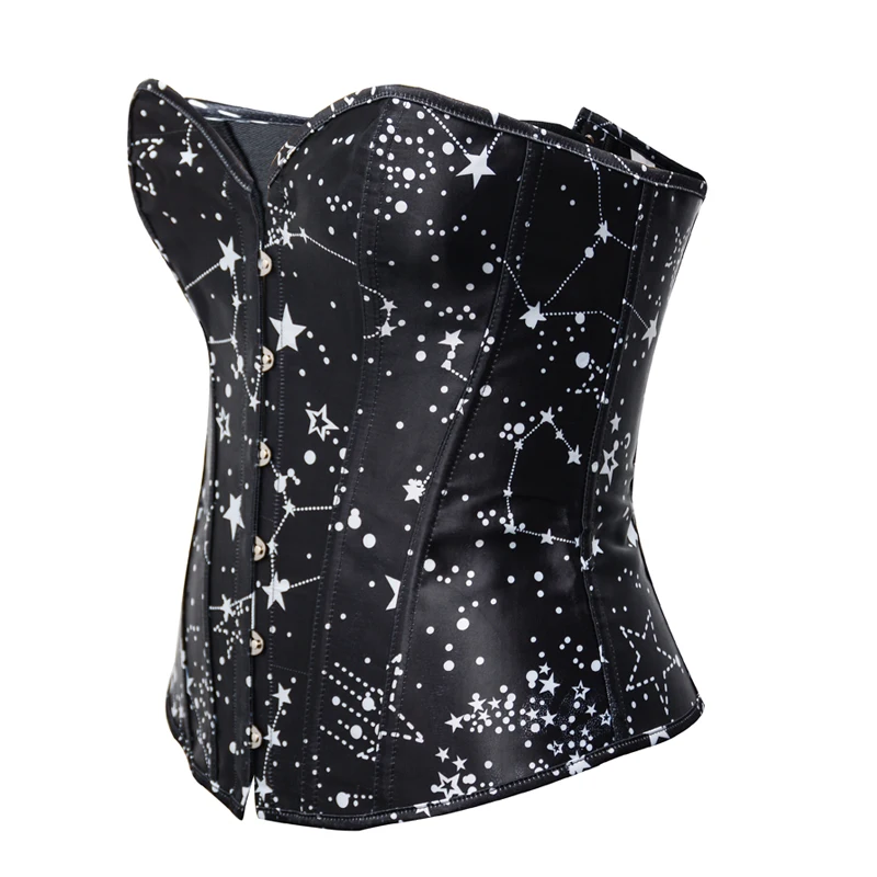 Black Sleeveless Астрономия Корсеты с принтом Готический рукав бюстье сексуальный Бурлеск Корсеты стимпанк Corsette Хэллоуин костюм 14 стальной кости Топы - Цвет: Black Sleeveless