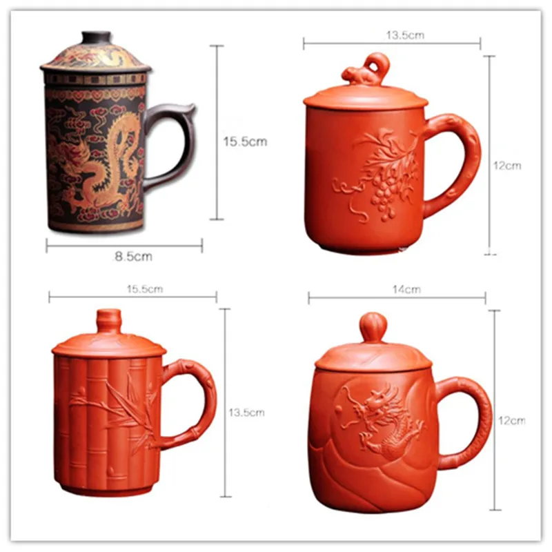 Ручная работа круглая фиолетовая глиняная чашка для чая с крышкой пуэр фильтр