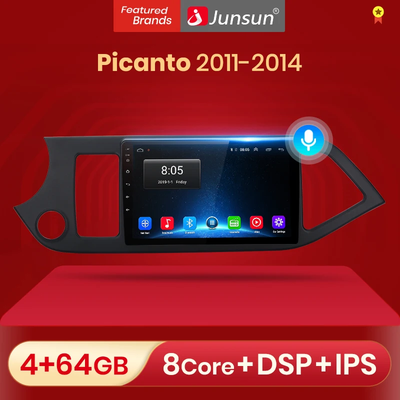 Junsun V1 4G + 64G CarPlay Android 10 DSP для Kia Picanto 2011 2014 Автомагнитола мультимедийный видеоплеер