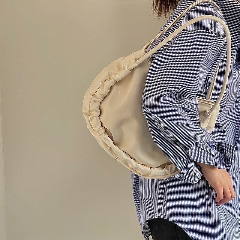 Роскошные однотонные женские сумки на плечо модные плиссированные боковые