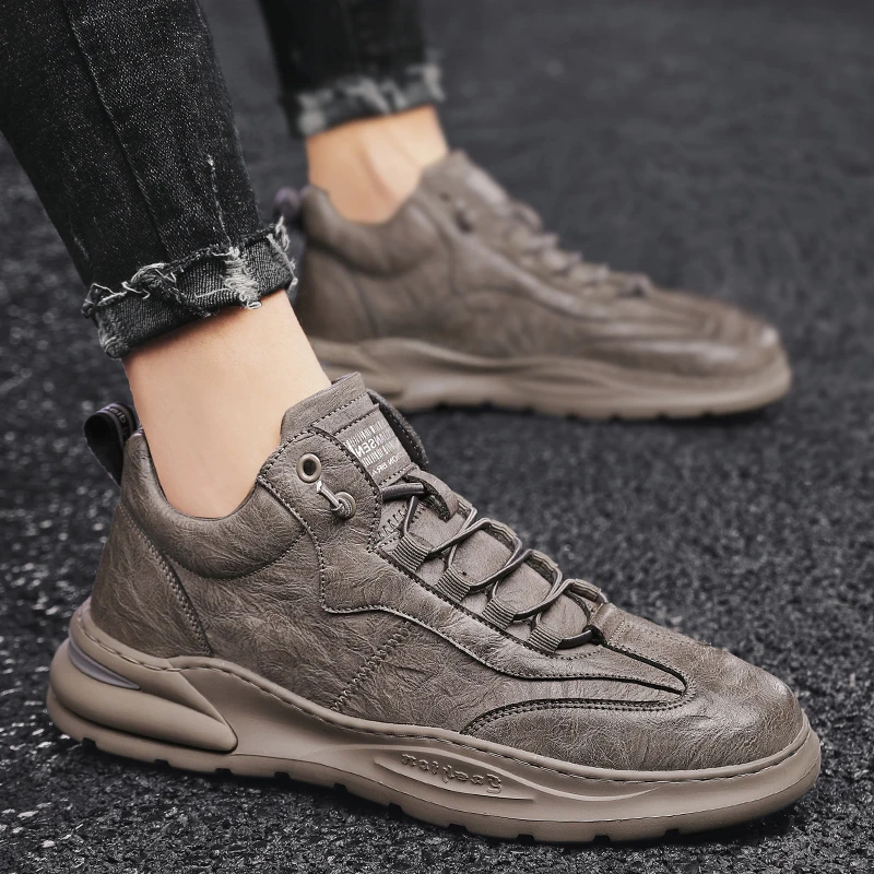 

Лоферы мужские кожаные, Повседневная Уличная обувь на плоской подошве, без застежки, дышащие удобные Топ-сайдеры