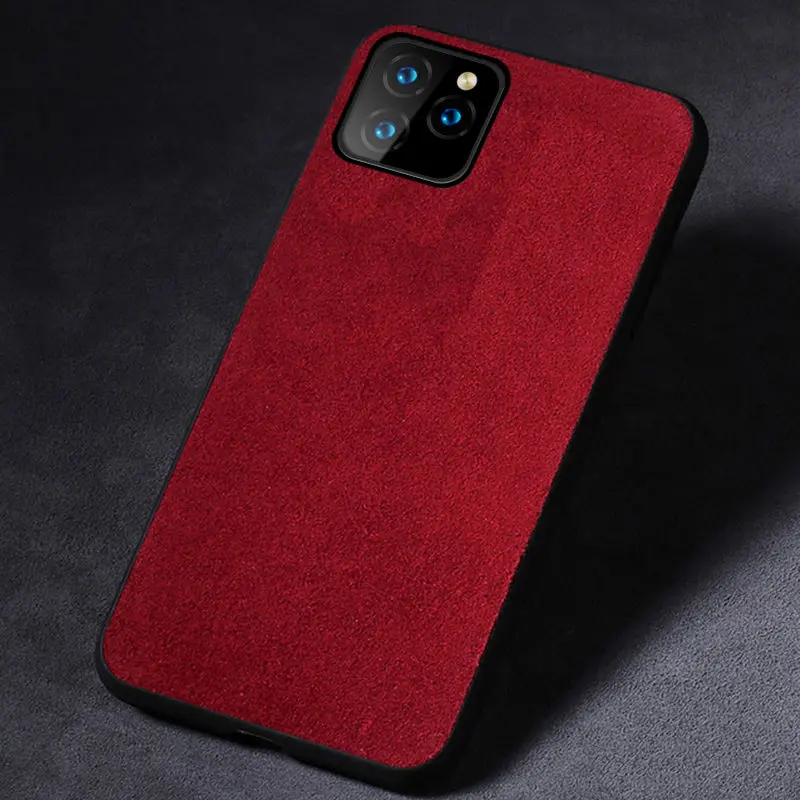 Красный Чехол для телефона из натуральной коровьей замши для Apple iphone 11 11Pro 11 Pro Max X XR XS max 6 6S 7 8 plus 360 полный защитный чехол - Цвет: Красный