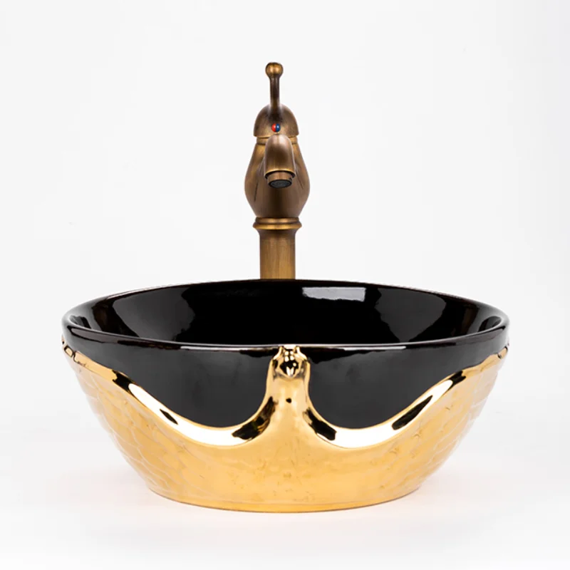 Новинка 2020 Современная фарфоровая раковина с павлиньим дизайном раковины для