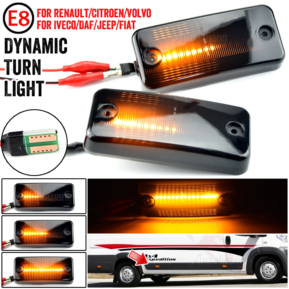 

2pcs Dynamic Flowing LED Side Marker Light For Fiat Ducato Citroen Relay Peugeot Boxer Renault VOLVO MAN Iveco