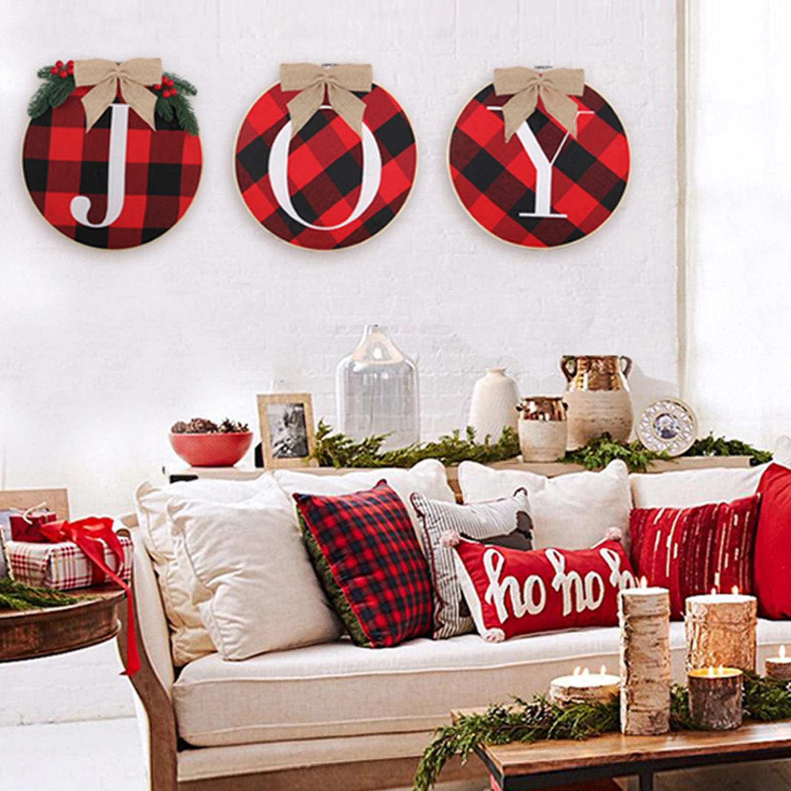 

3 шт. рождественские дверные украшения, знаки в клетку буйвола, Праздничные рождественские декоративные знаки для дома и улицы