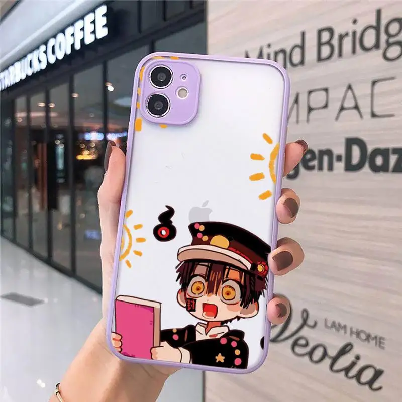 

Japan Toilet Bound Hanako Kun Phone Case For iPhone 12 11 Mini Pro XR XS Max 7 8 Plus X Matte transparent Purple Back Cover