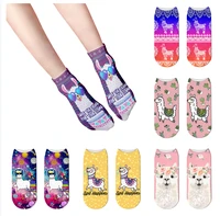 cute color alpaca cartoon socks harajuku kawaii low ankle sheep socks girl funny casual socks for women lovely soxs skarpetki