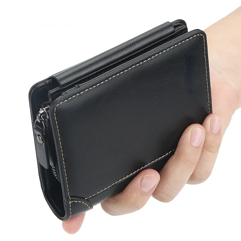 

Wallet Men 2019 New Fashion Wallet Korean Version Three Fold Vertical Zipper Buckle Coin Purse Solid Short Wallet for Male