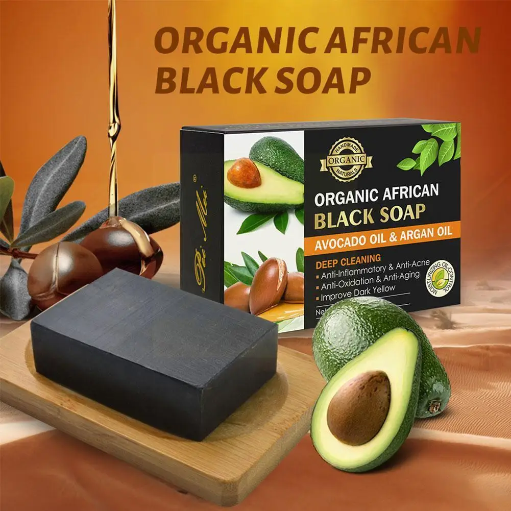 

120g Cocoa Bean Vitamin E Soap African Black Soap Organic Handmade Deep Whitening For Acne Cleansing Skin Soap Soap Care Re F9B6