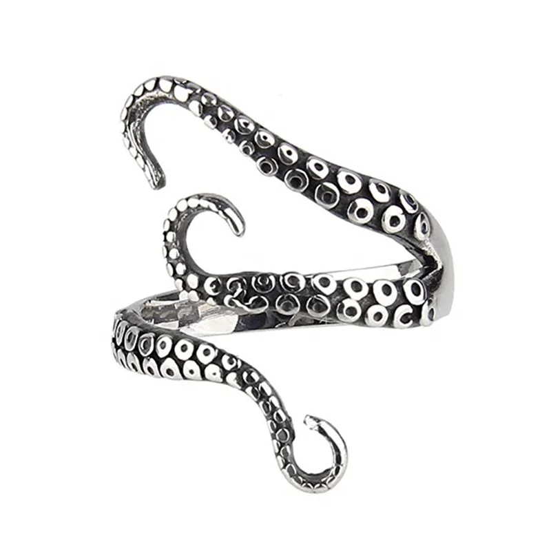 

New Fashion Adjustable Eight Punk Octopus Catch Ring For Men Domineering Personality Jewelry Opening Rings