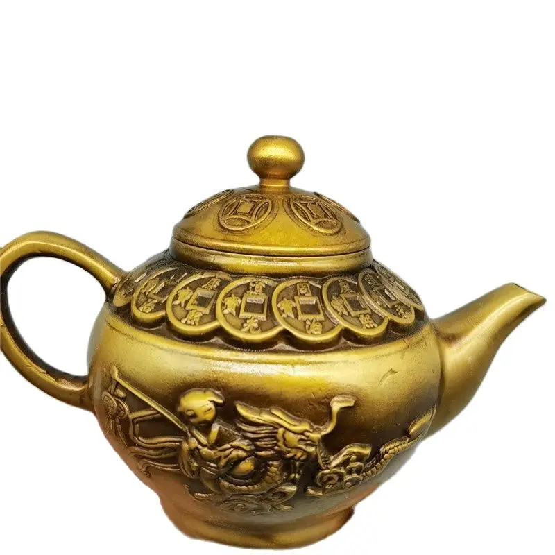 

Китайская старинная Бронзовая статуя, латунный чайник для денег