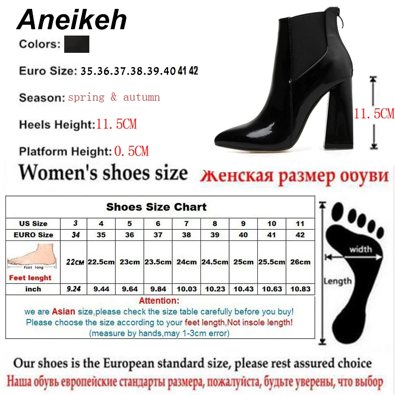 Женские ботильоны из искусственной кожи Aneikeh черные однотонные на высоком