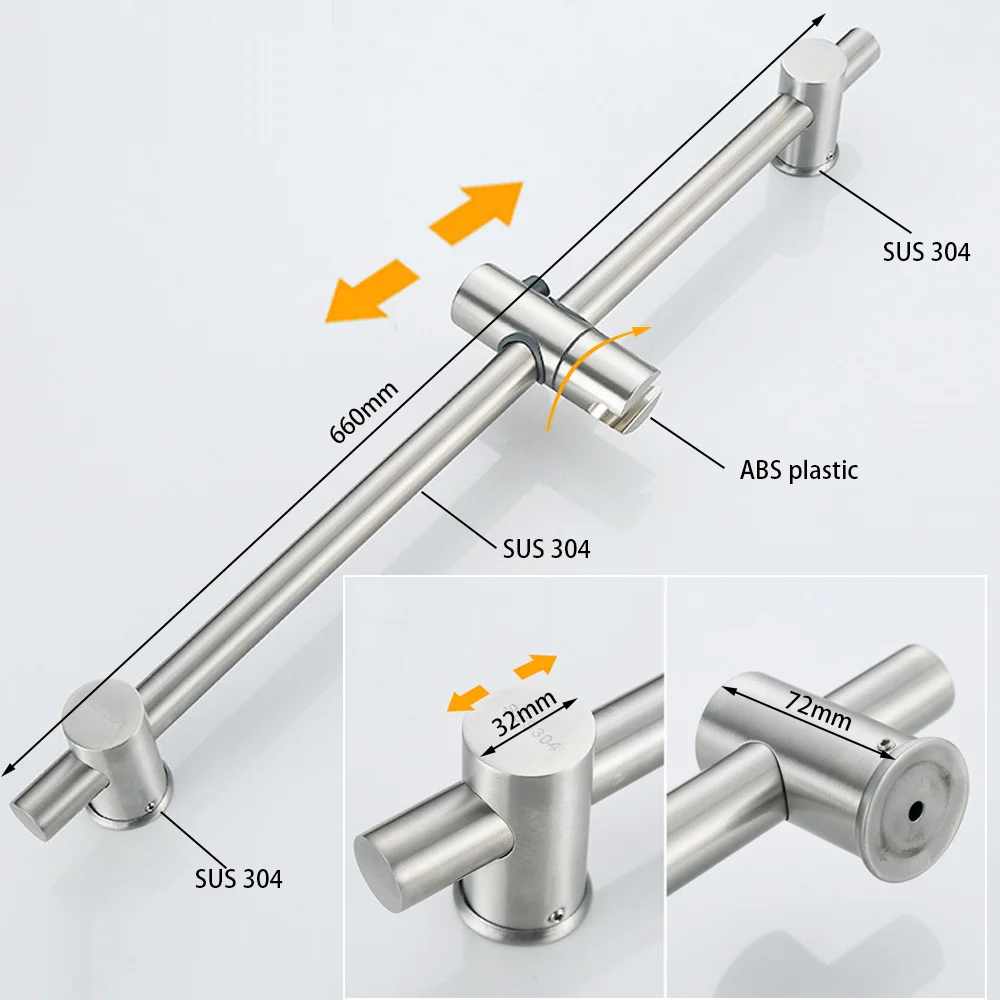 304 stainless steel shower rod combo single function hand shower head 1 5m shower hose shower kit bathroom shower head set free global shipping