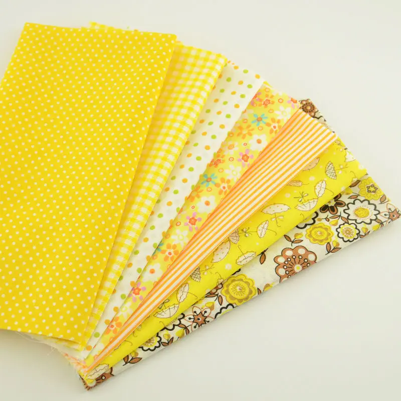 Booksew Telas пэчворк Algodon 7 шт простая хлопковая ткань Tissu Fat Quarters пачка желтого цвета