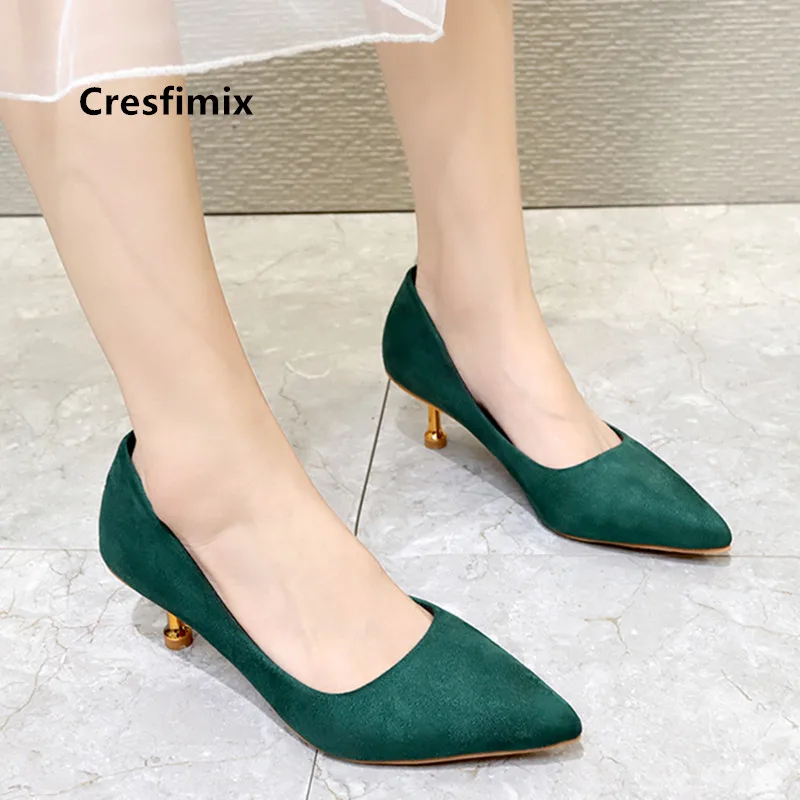 Cresfimix/женская модная пикантная обувь высокого качества без шнуровки Цвет зеленый
