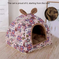 1pc kennel dog sleeping bed removable foldable cat house warm soft nest four seasons universal pet bed pad pet bed
