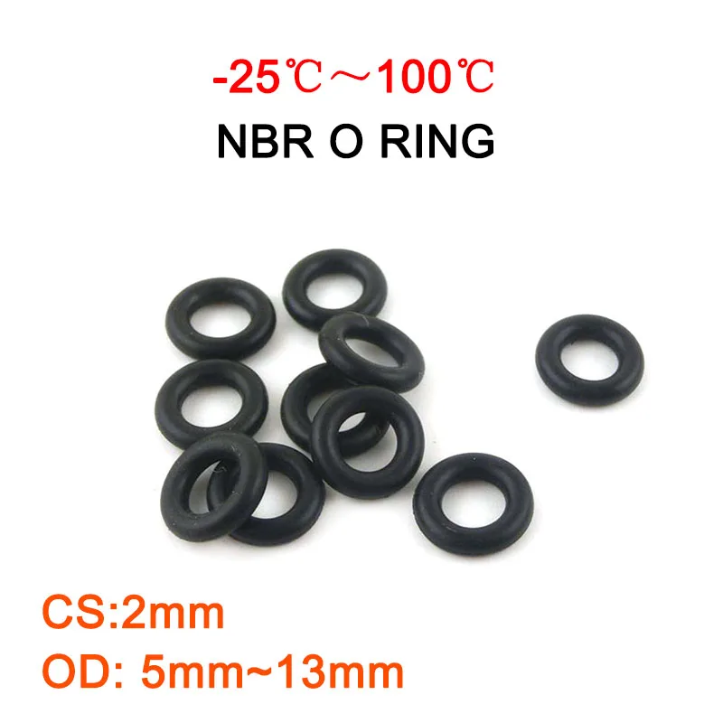 

50PC/lot Rubber Ring Black NBR Sealing O-Ring OD5/5.5/6/6.5/7/8/8.5/9/10/10.5/11/11.5/12/13*2mm O Ring Seal Gaskets Oil Rings