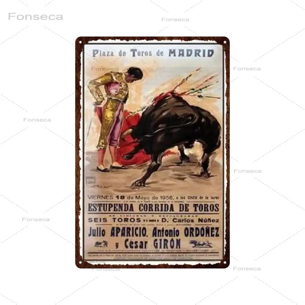 

Heroic Bullfighting Dance Retro Tin Sign Metal Wall Decoration Metal Poster Plaque Living Room Home Decoration