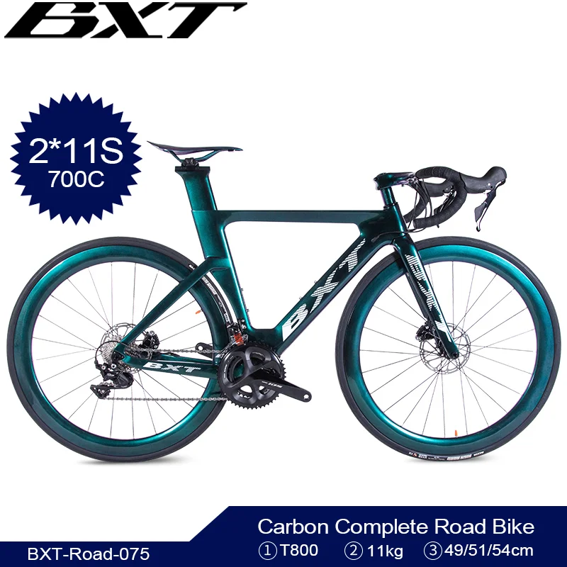 BXT Road Bike 700C Carbon Road Bike Bicycle Road 2*11Speed Bike Racing Dual Disc Brakes T800 Carbon Frame+fork
