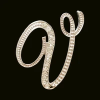 rshczy letter v cute brooch for women men rhinestones crystal silver color metal pins jewelry accessories christmas gift