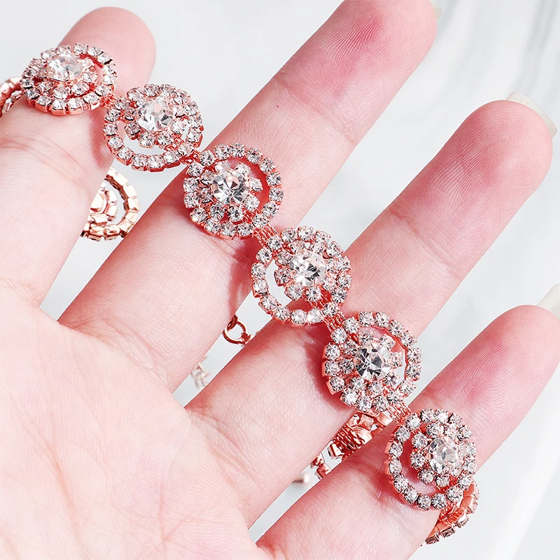 Женские свадебные браслеты Miallo розовое золото с австрийским кристаллом