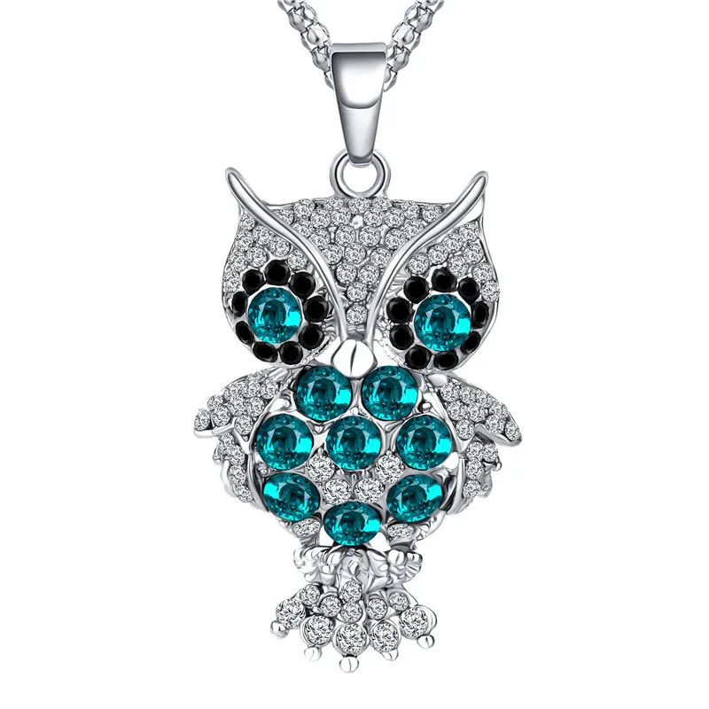 Ретро Хрустальная Сова кулон ожерелье модный свитер цепь ювелирные изделия