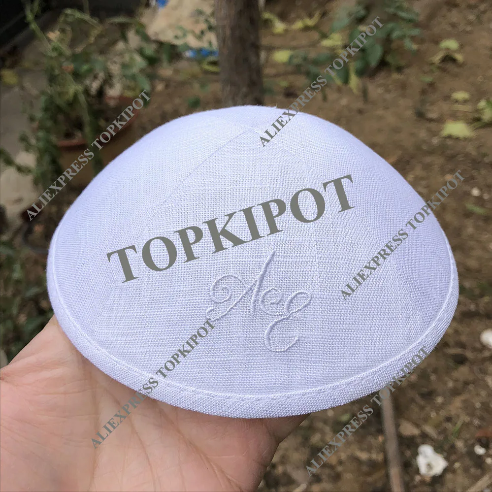 Белые льняные kippah, yarmulkes, шапки с черепами, kippot Свадебные kippot