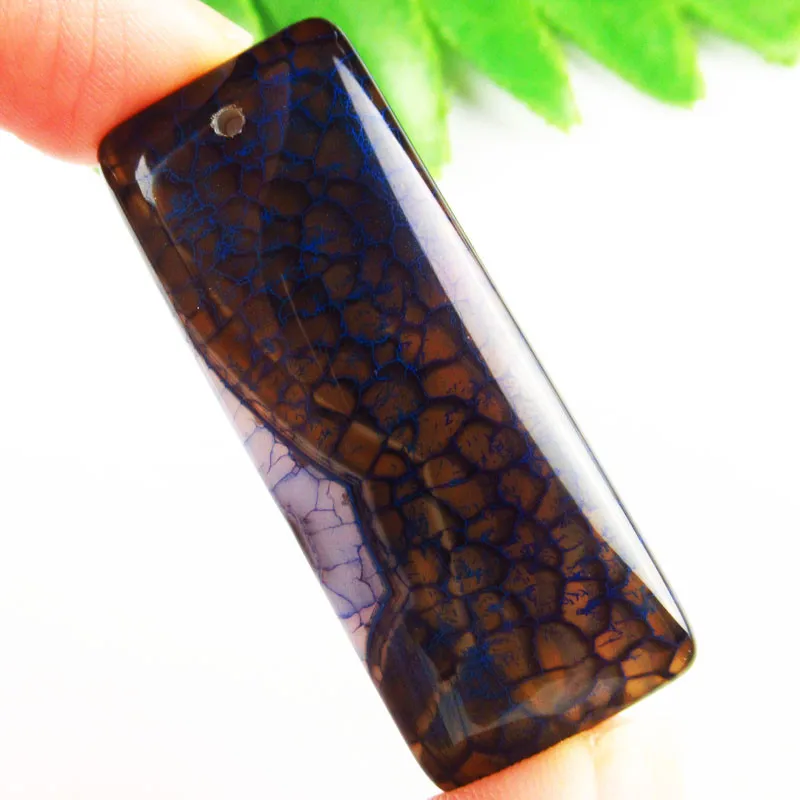 

3Pcs 50x20mm/35x15mm 23.7g Blue Black Fire Agates Oblong Pendant Bead TJ48