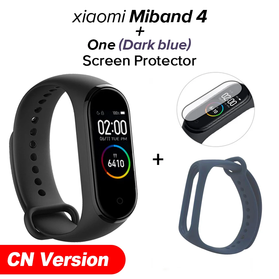 dark Blue N film Xiaomi Mi-браслет 4 новейший Xiaomi Mi-браслет 4 браслет 3 цвета сердечный ритм фитнес 135 мАч цветной экран Bluetooth 5,0 - Цвет: dark Blue N film