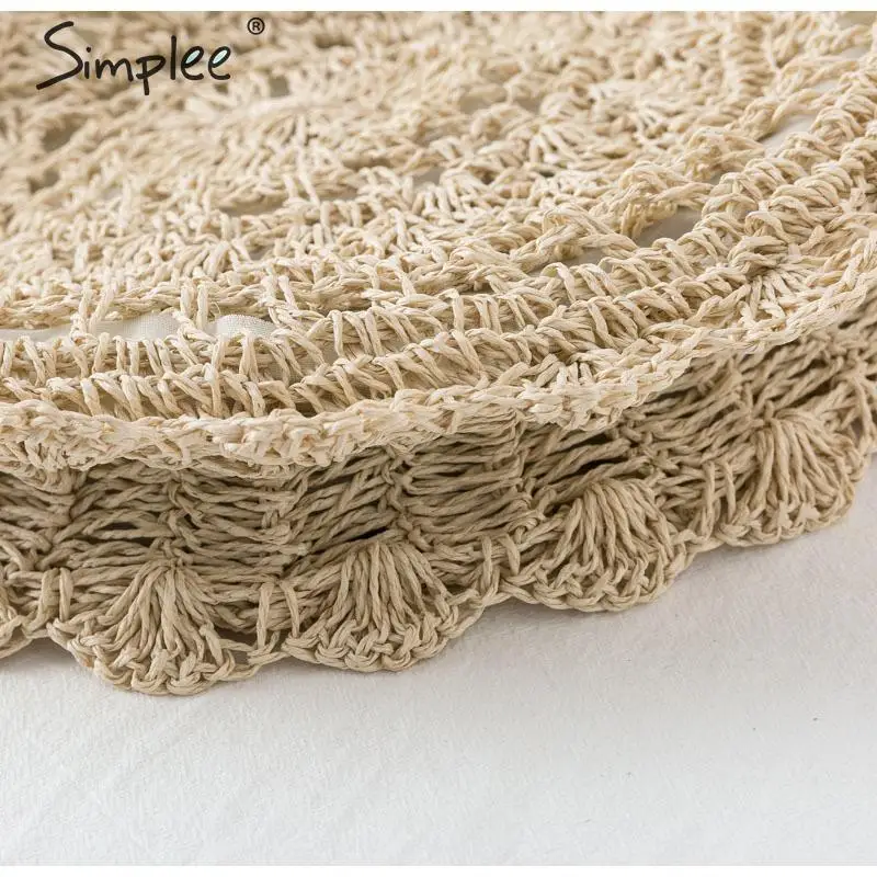 Simplee из ротанга, женские сумки через плечо, круглые соломенные сумки, большая емкость, ручная работа, летние сумки, женские круглые богемные сумки