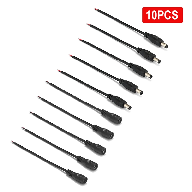 

5.5mmx2.1mm DC Male Female Cable Jack Plug Male Female DC Power Pigtail Cable Wire Connector For 3528 5050 LED Strip Light
