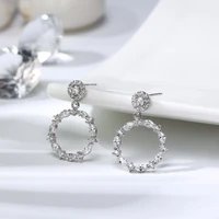 korean temperament 925 sterling silver white diamond stud earrings for women