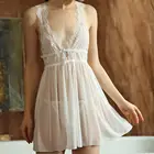 Пикантная Летняя женская ночная рубашка с V-образным вырезом, кружевная ночная сорочка, женская Мини-ночная рубашка, женская пижама, женская 2021