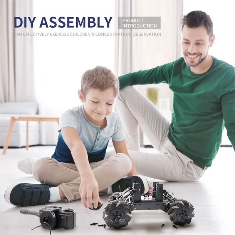 

DIY Assembled Remote Control Tank Car Toy 14-Channel Control 2.4G Four-Wheel Drive Remote Control Water Bomb Car Toy