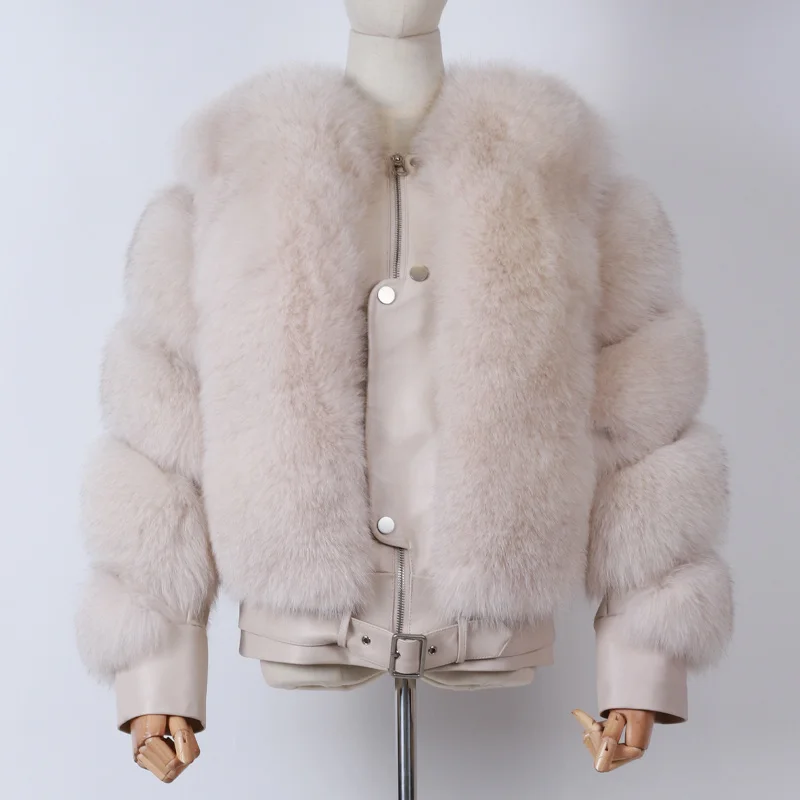 

SHZQ Ladies Real Fox Fur Jacket Women Natural Fur Coat