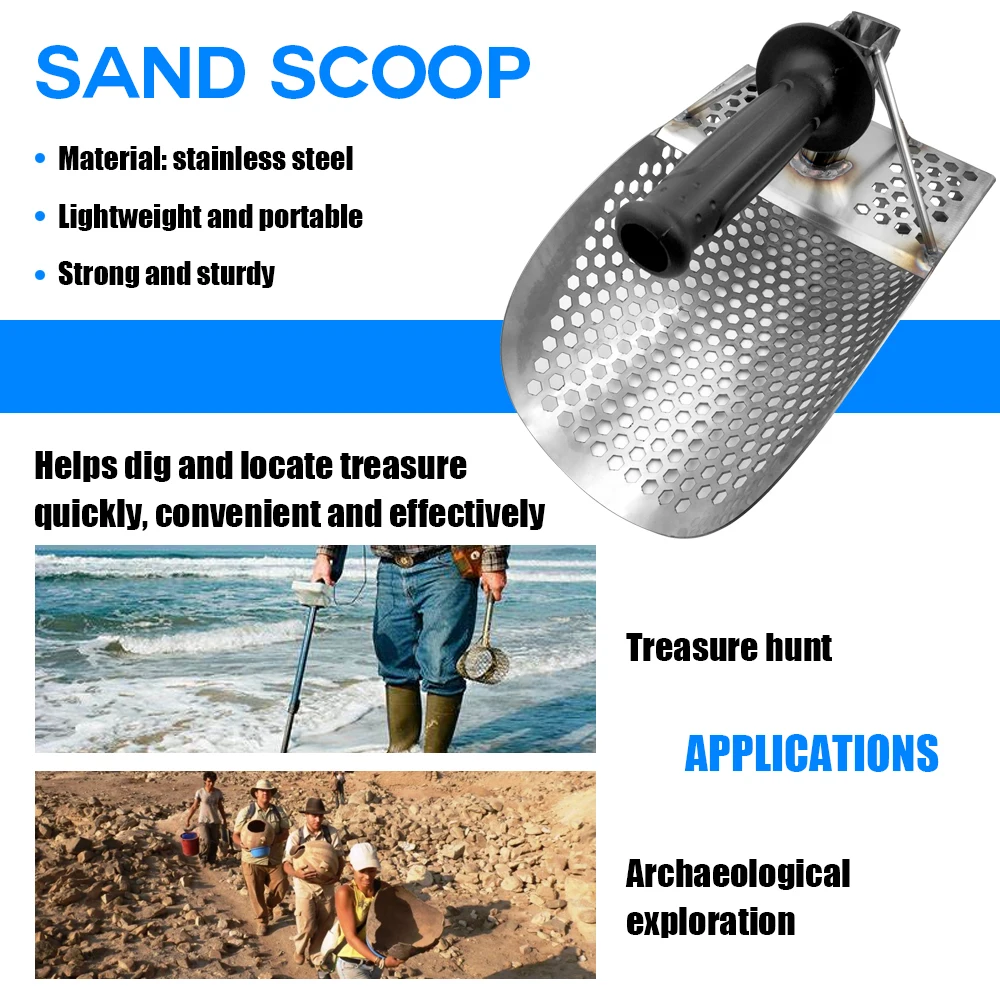Beach Sand Scoop with Handle Metal Detecting Tool Stainless Steel Detector Fast Sifting | Инструменты