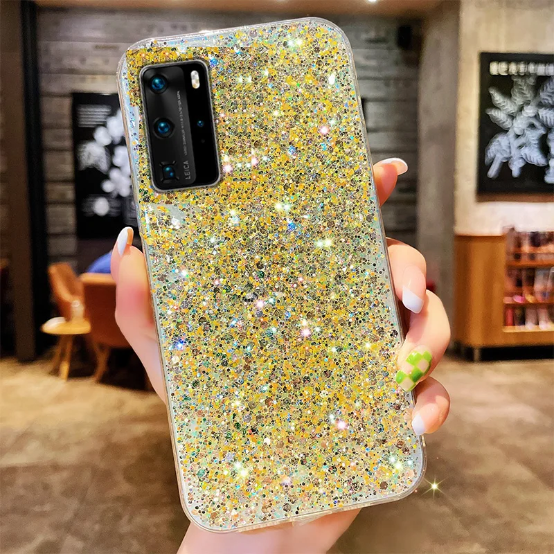 

Bling Glitter Diamond Case For Huawei Y7A P Smart 2021 P40 P30 Mate 40 Pro Honor 10X Lite X10 9X 8X 8A 10i 20 30 50 Soft Cover